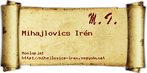 Mihajlovics Irén névjegykártya